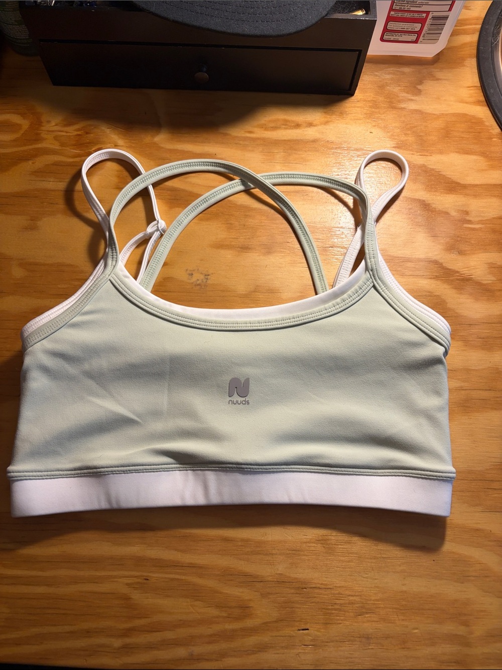 nuuds Women's Light Sage Green Strappy Sports Bra